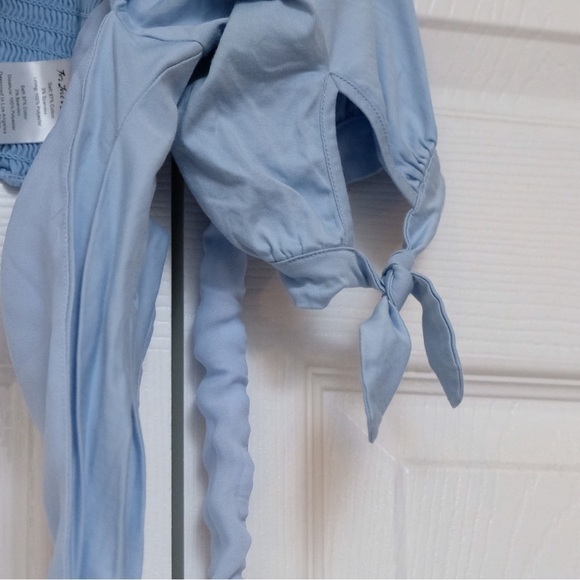 For Love and Lemons Light Blue Wrap Crop Top - Picture 10 of 11